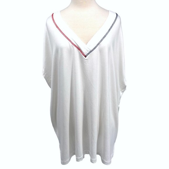 Tommy Hilfiger Short Sleeve Contrasting Trim V-Neck Top NWT Sz 2X - Picture 13 of 13